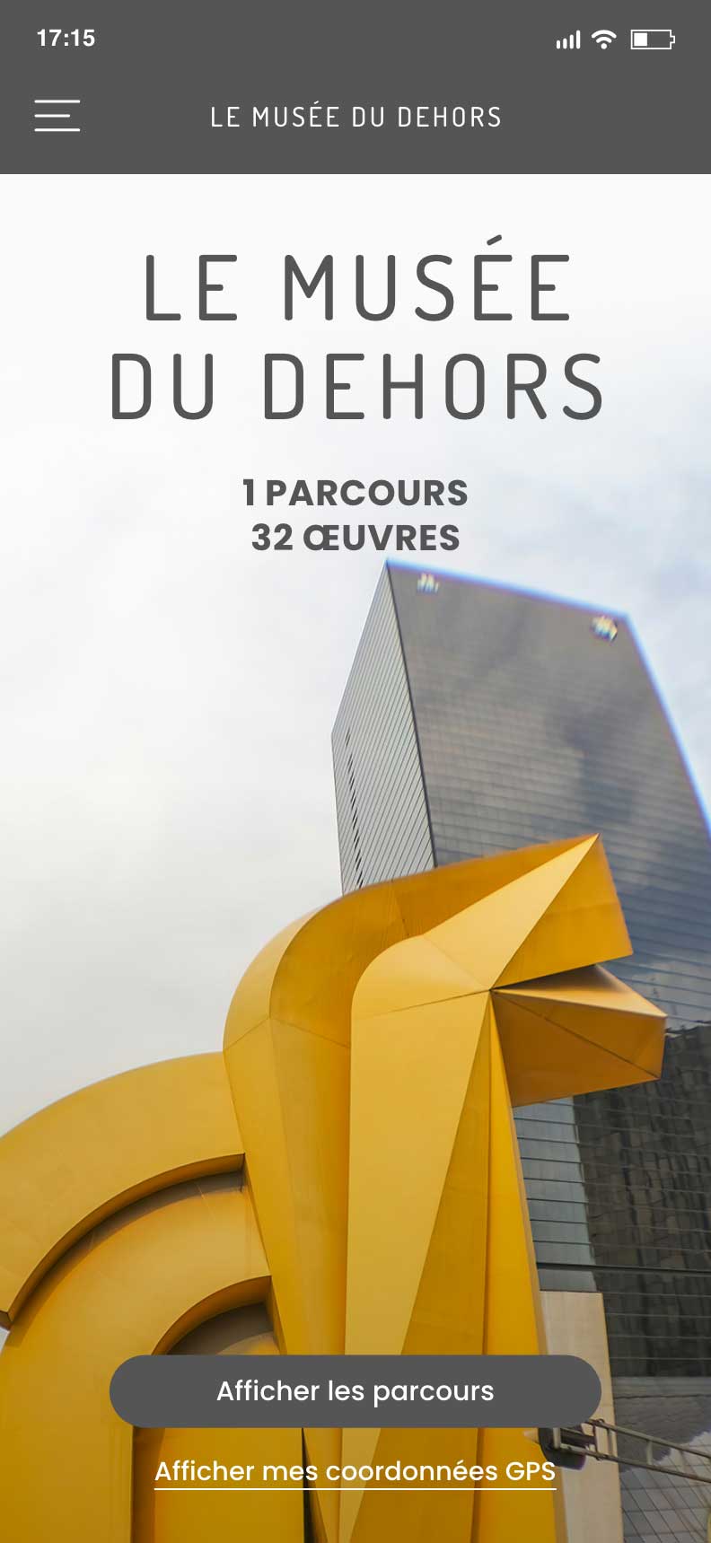 Exemple d'écran d'accueil pour un musée