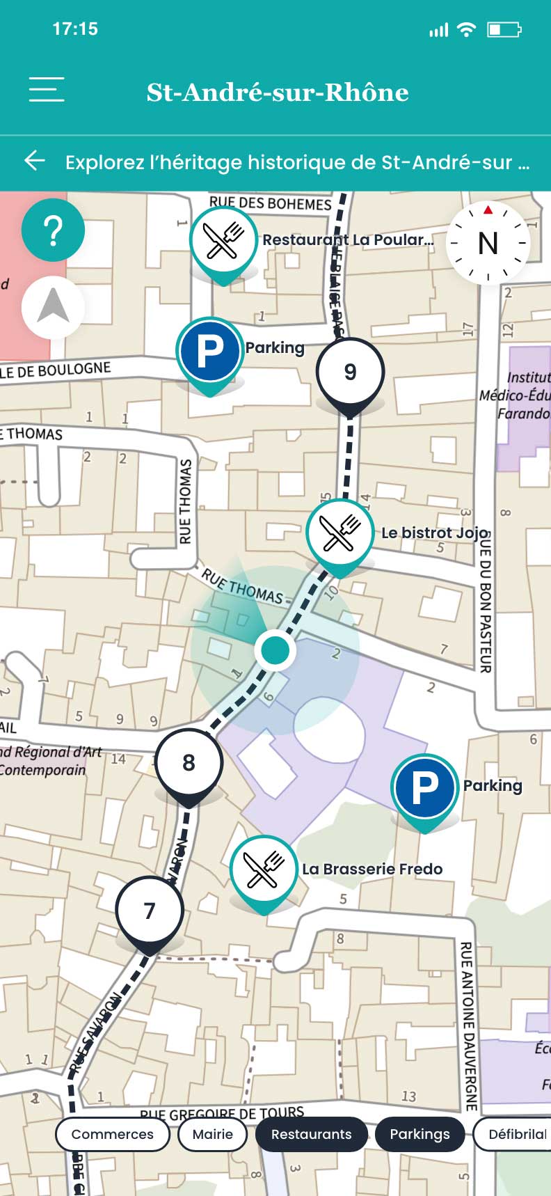 Exemple de tracé avec un parcours urbain